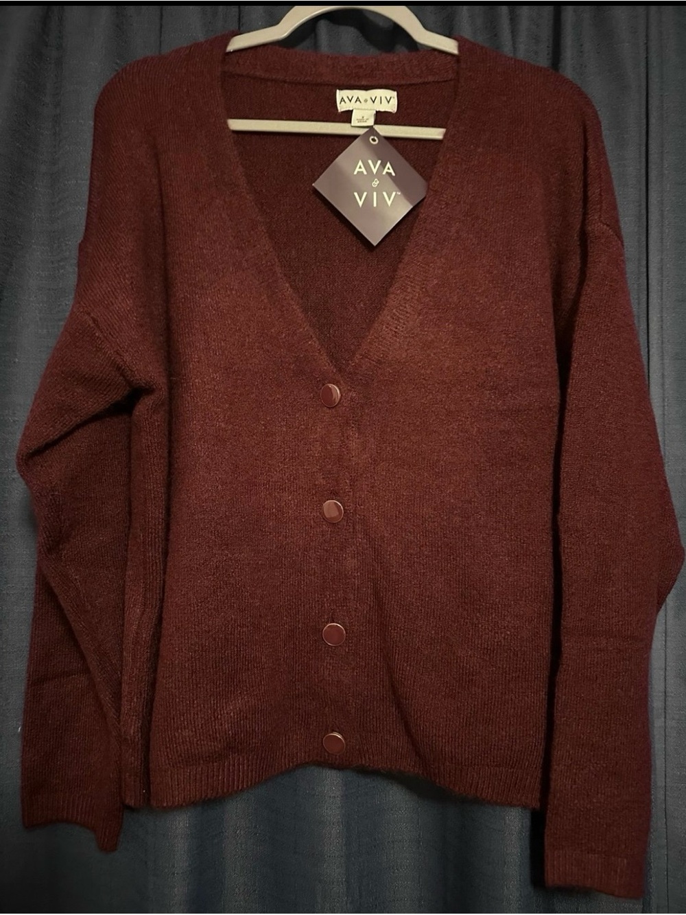 AVA & VIV Burgundy Knit Cardigan